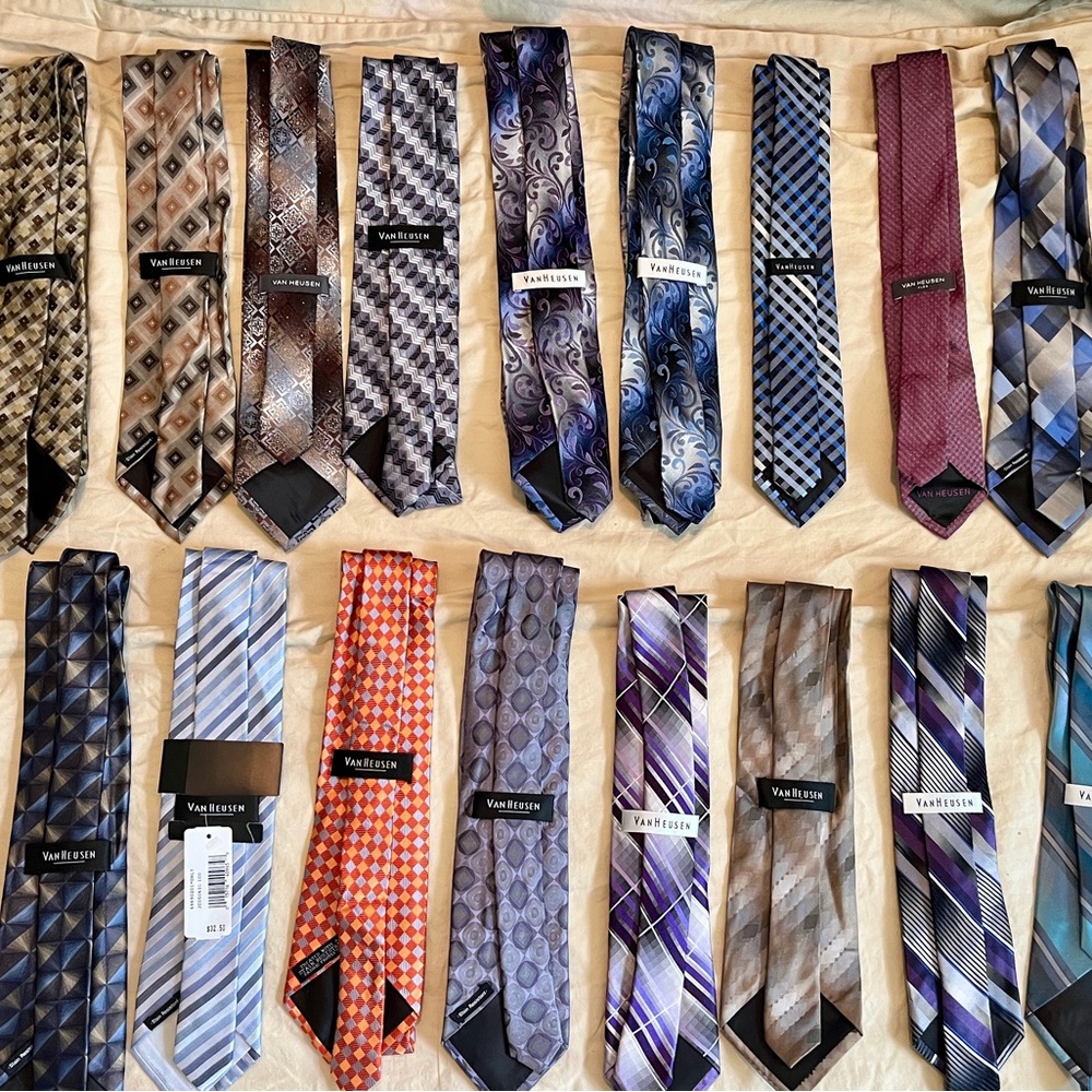 Van Heusen Men's Ties - Blue, Purple, Orange Collection Lot of 17 NWOT